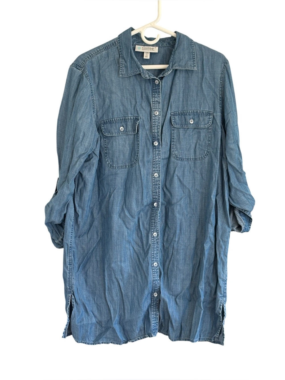 Coolibar Light Blue Denim-Style Women's Swim Coverup